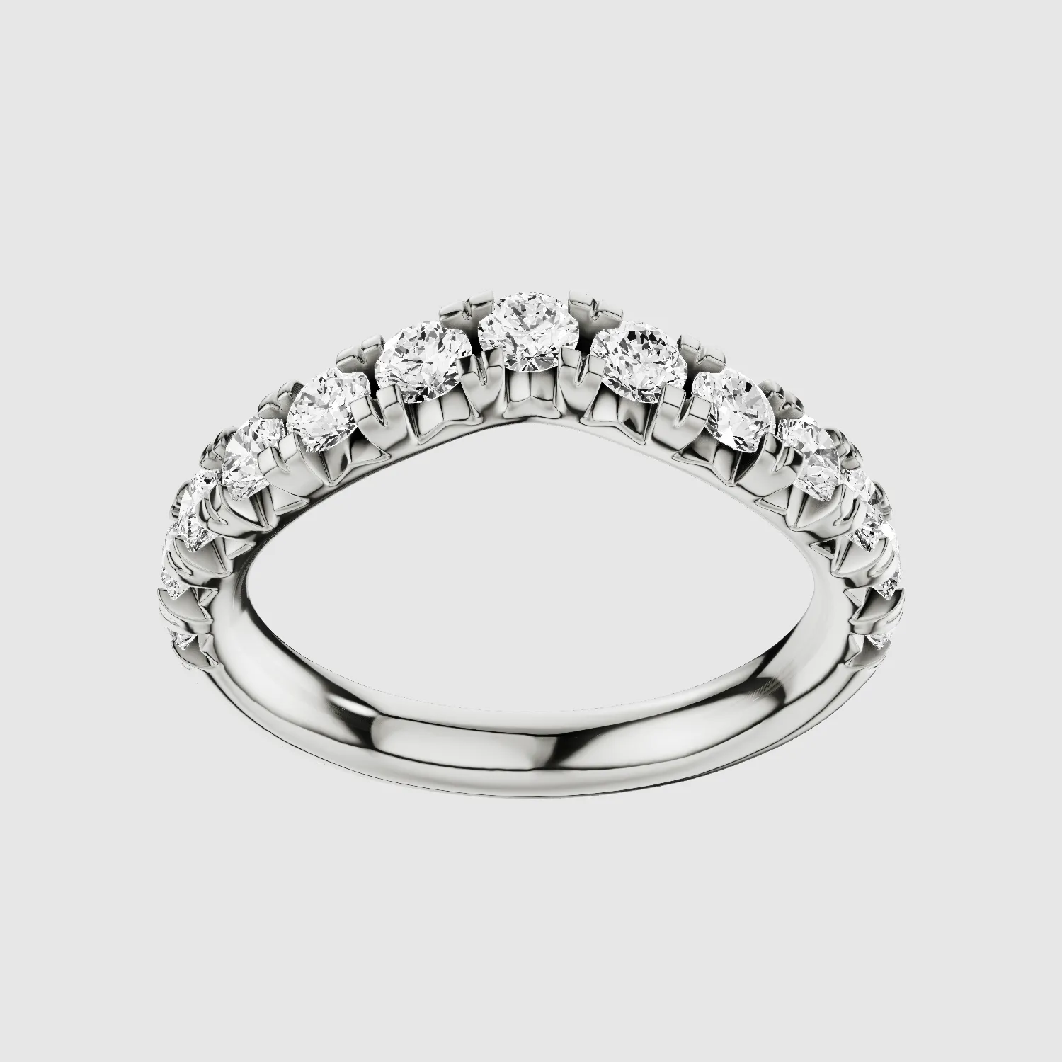 Wave - French Split Prong Lab Grown Diamond Half Eternity Band-Round