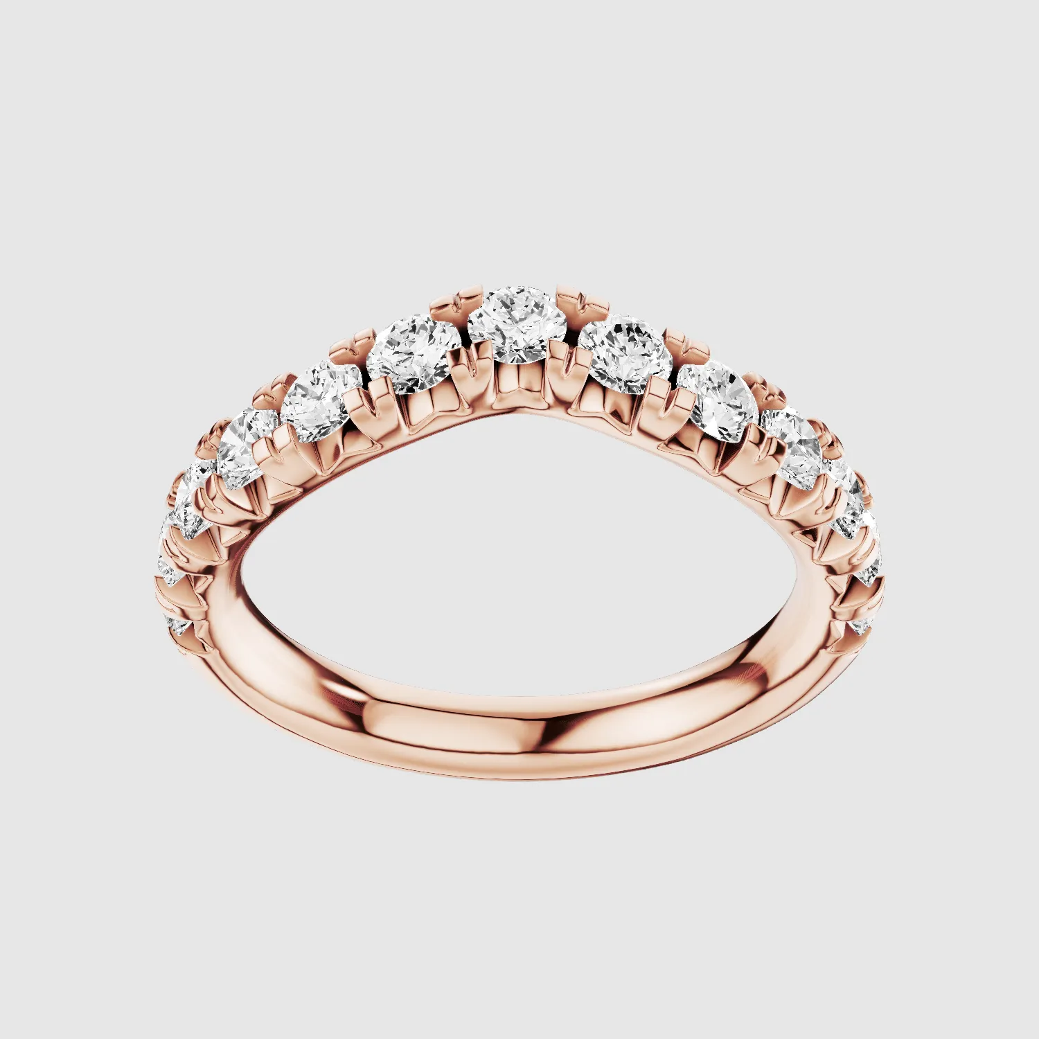 Wave - French Split Prong Lab Grown Diamond Half Eternity Band-Round