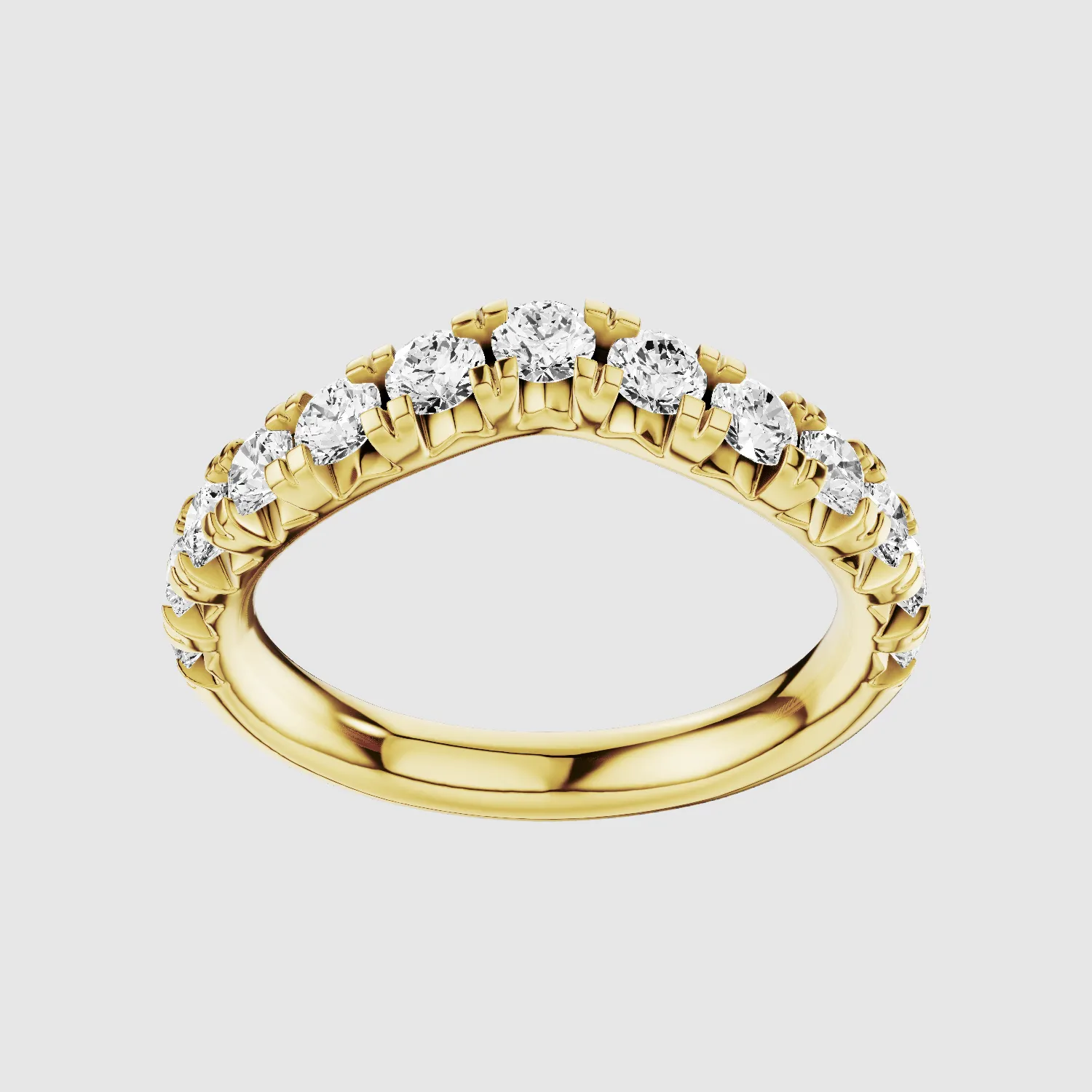 Wave - French Split Prong Lab Grown Diamond Half Eternity Band-Round