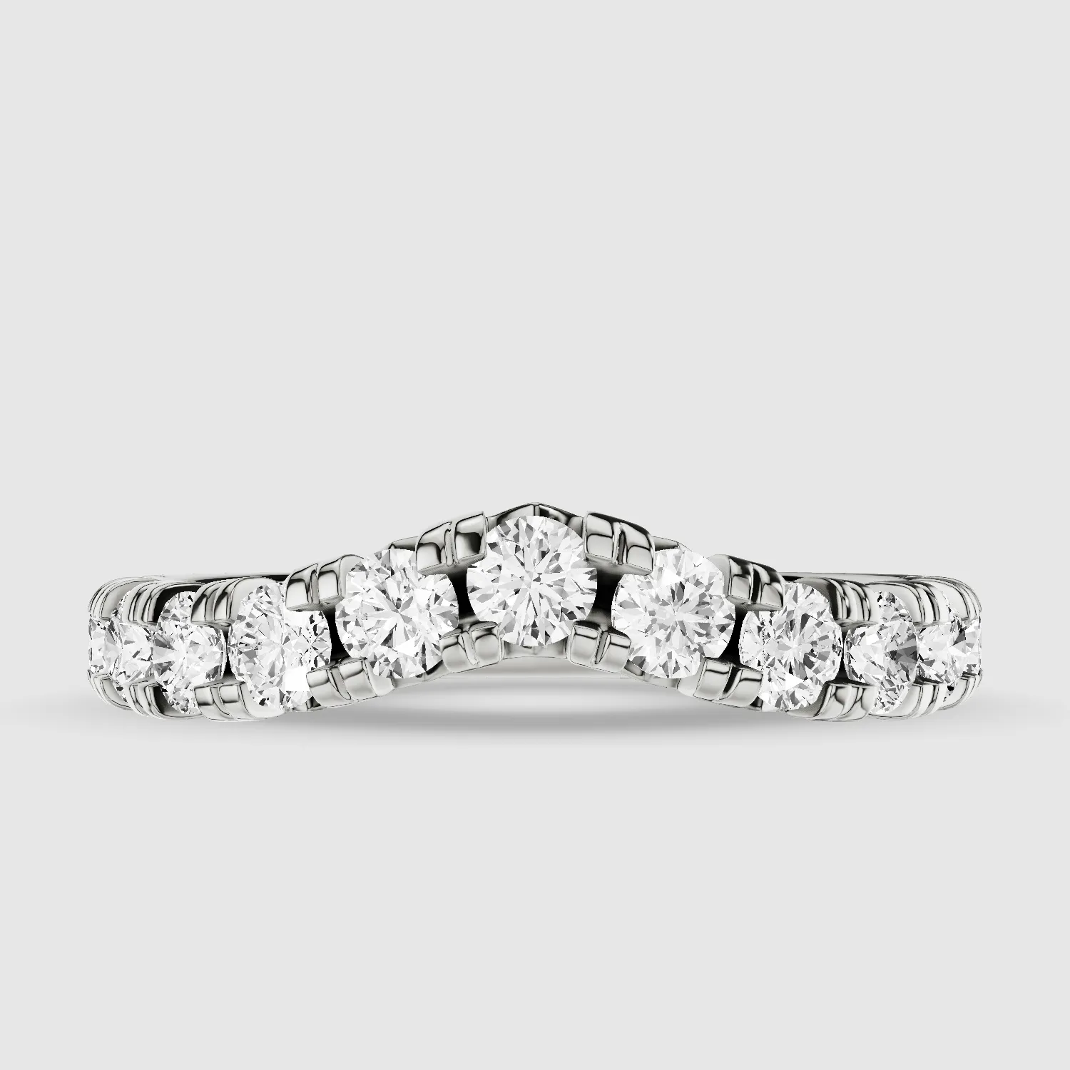 Wave - French Split Prong Lab Grown Diamond Half Eternity Band-Round