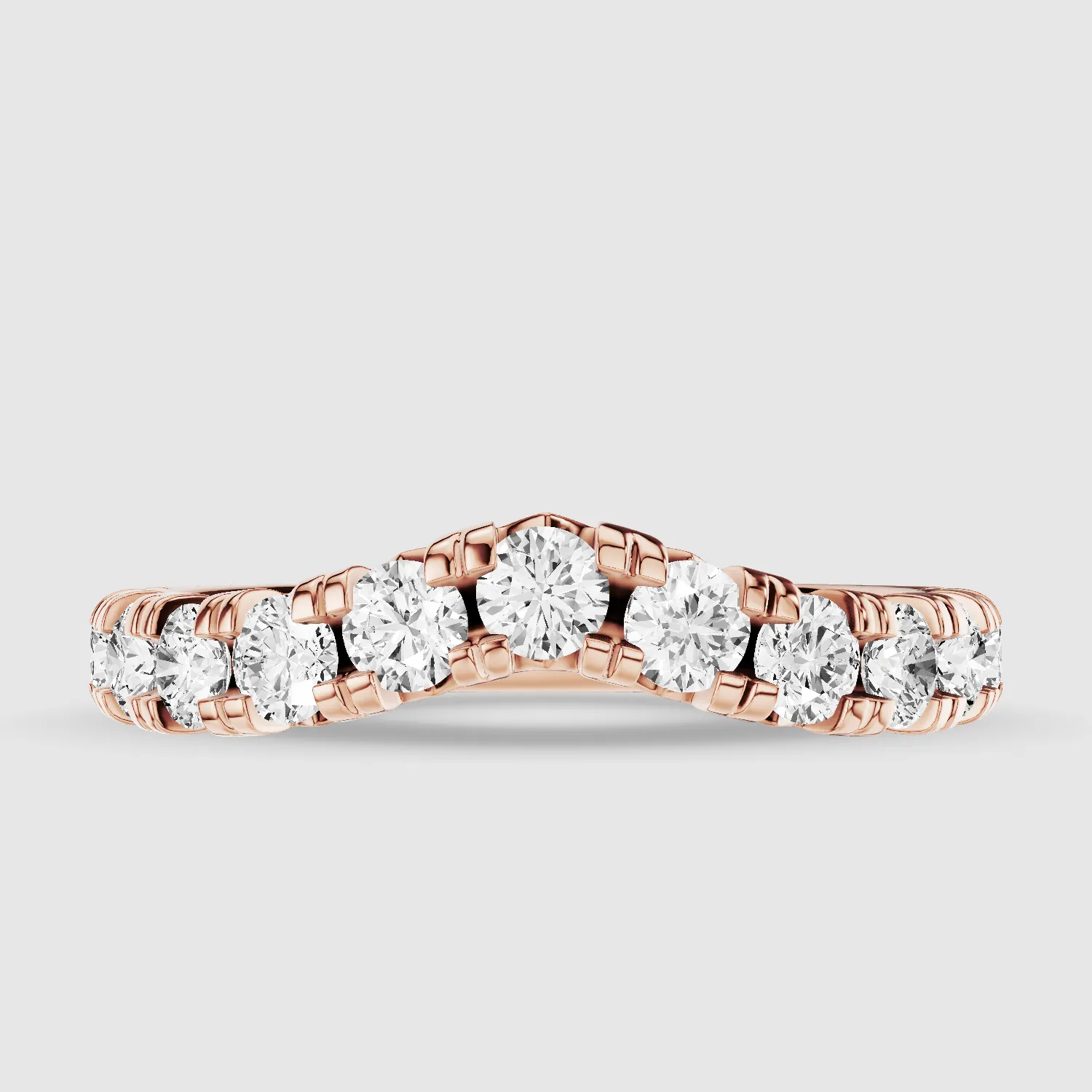 Wave - French Split Prong Lab Grown Diamond Half Eternity Band-Round