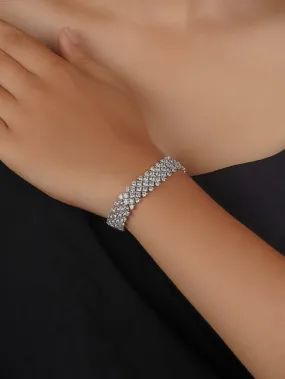 White Color Silver Plated Faux Diamond Bracelet - CZBRAC124